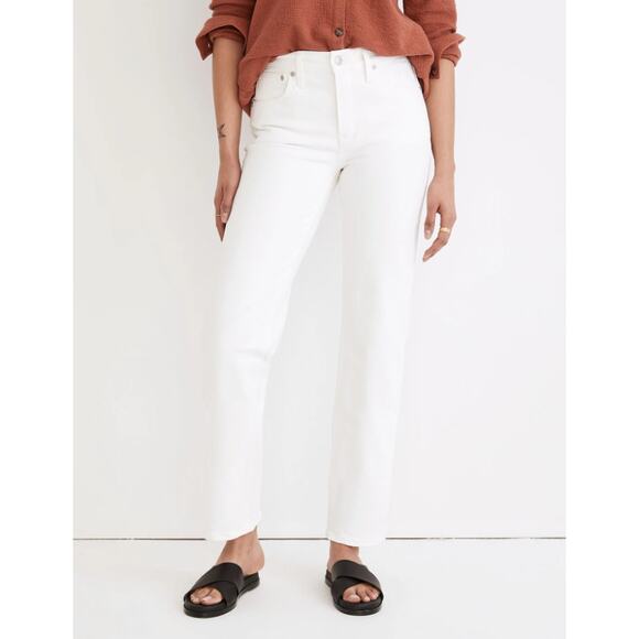 Madewell Women's The Mid Rise Perfect Vintage Straight Denim Jeans Size 26 White - Picture 3 of 10